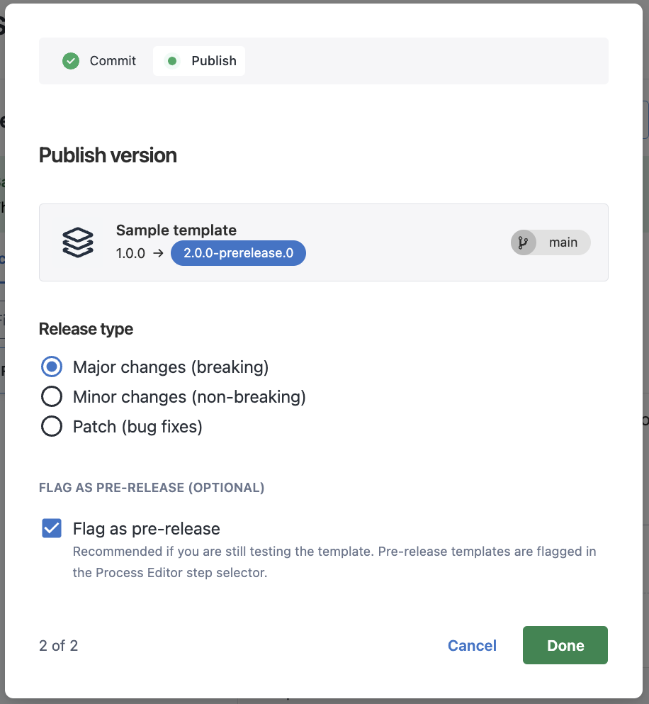 Marking a template as pre-release